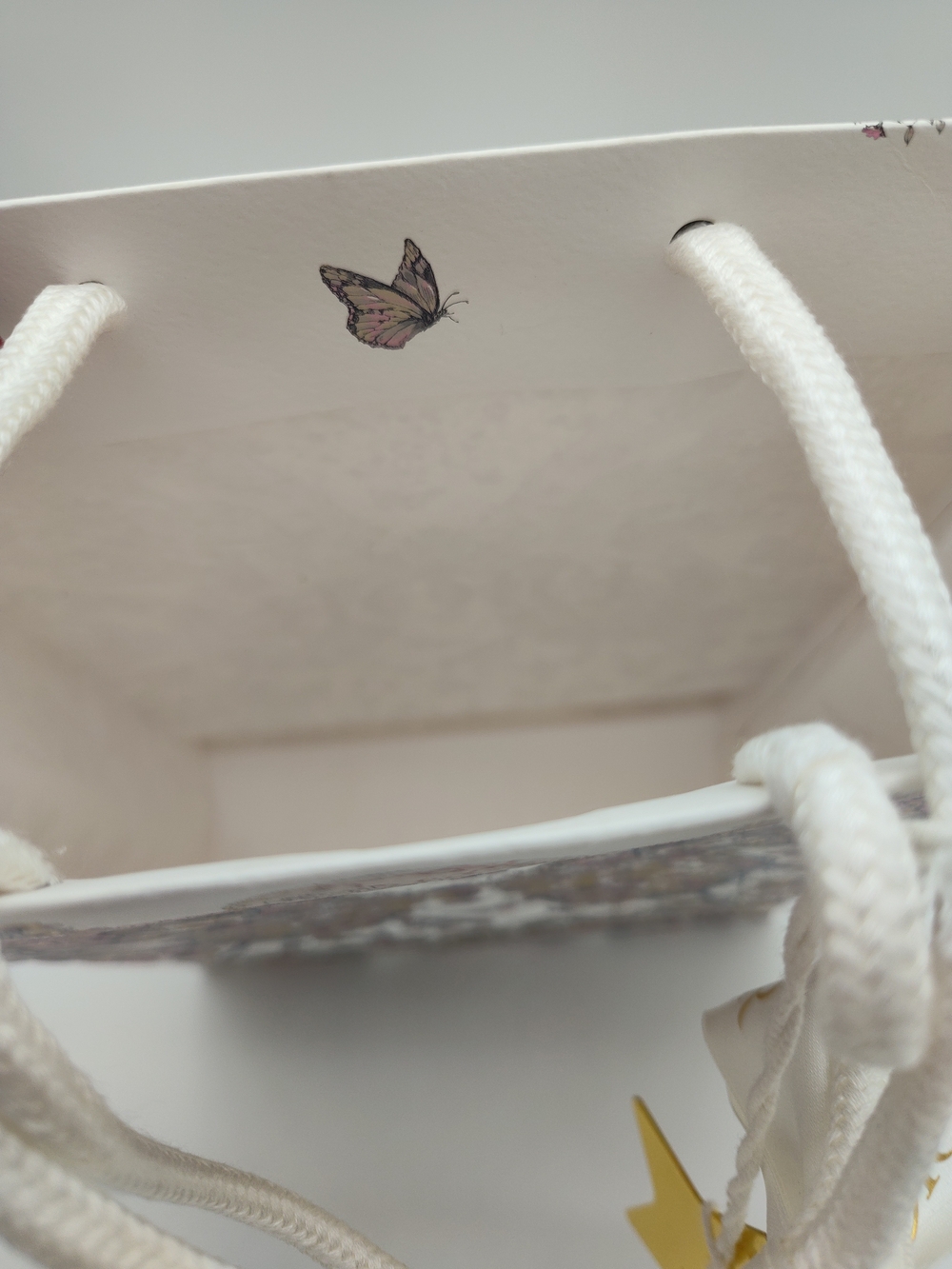 DIOR Butterfly Floral Around The World Gift Bag Gold Star Charm Ribbon PRISTINE - Picture 4 of 10